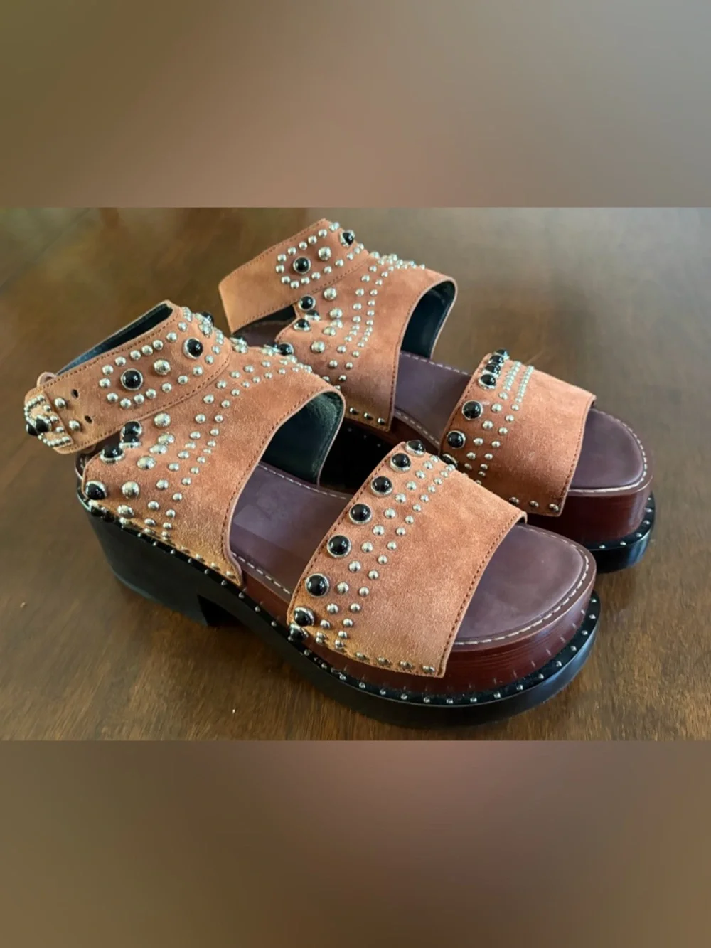3.1 Phillip Lim Nashville Platform Sandal Suede Leather Studded Chunky Shoes